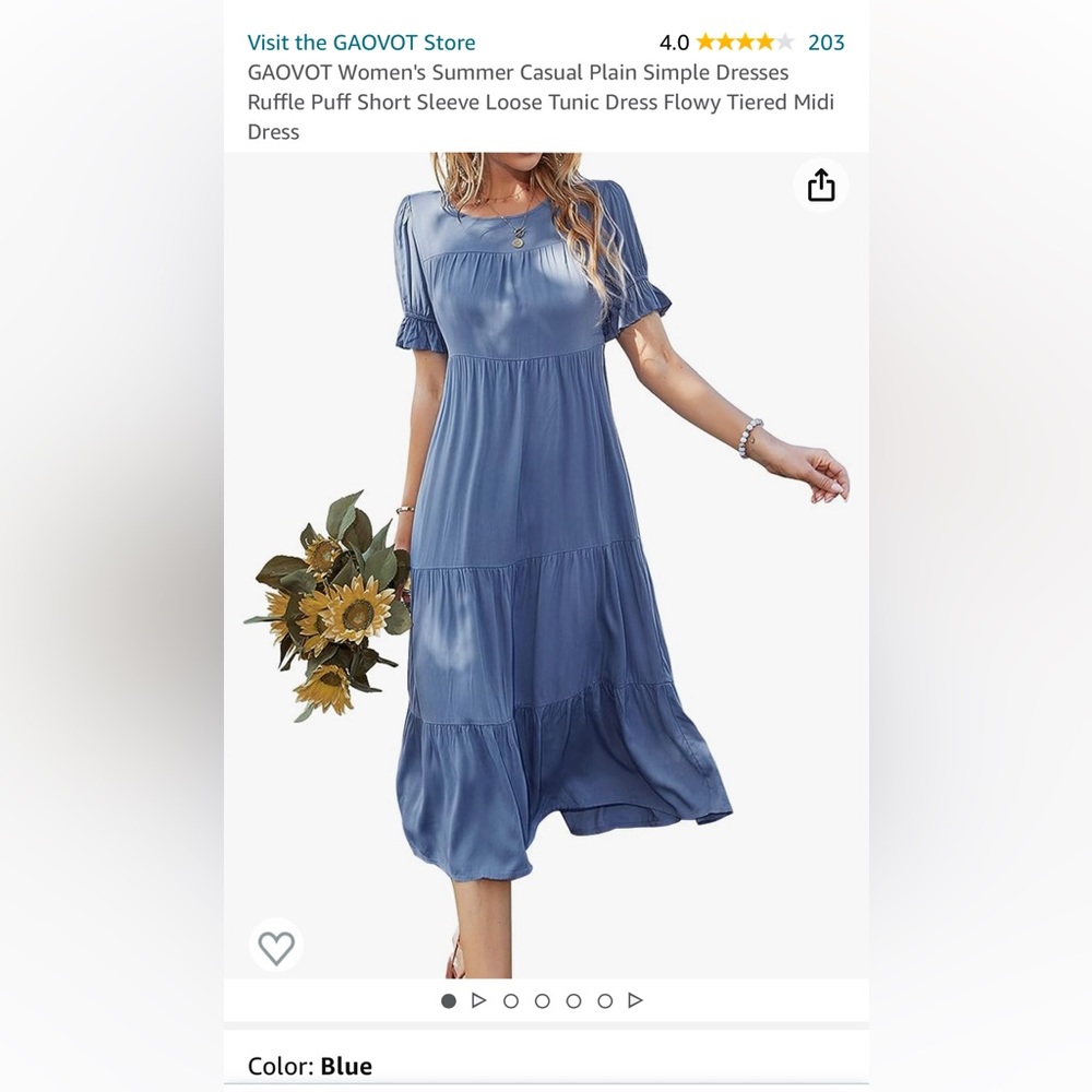 NWOT blue midi tiered dress